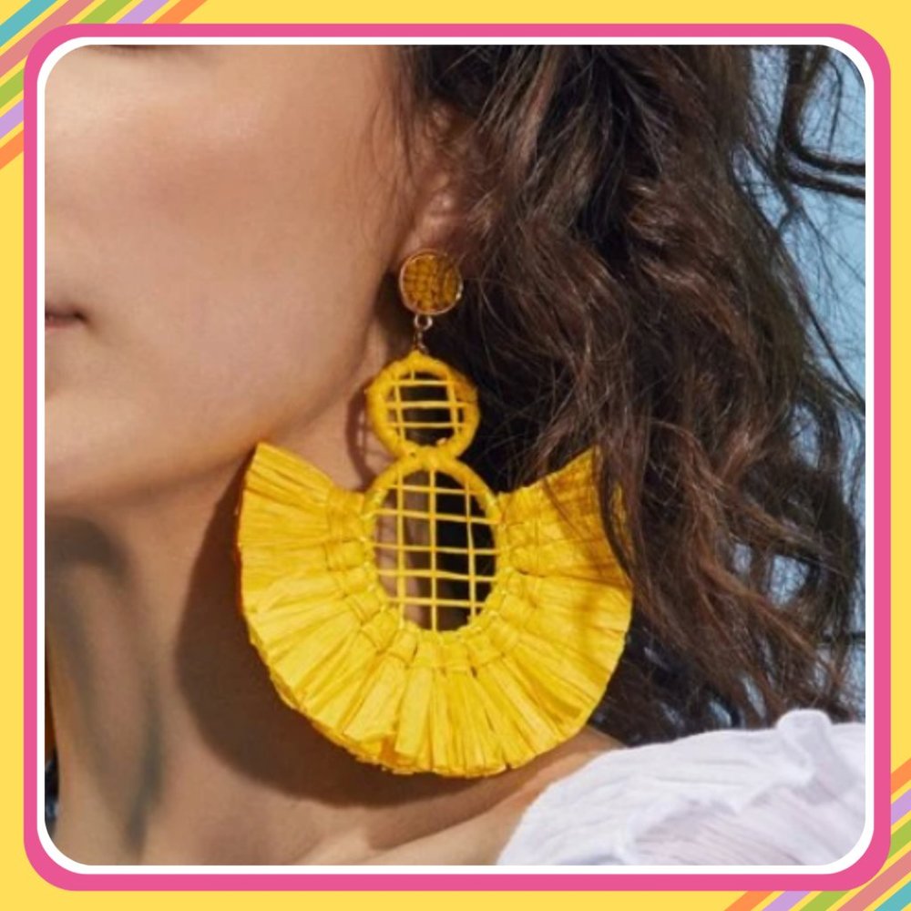 Dramatic Fan Earrings (Yellow)